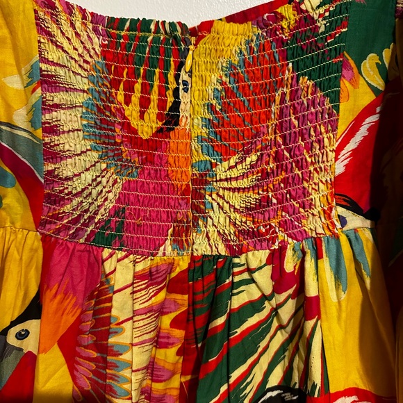 FARM RIO Colorful Toucans Scalloped Midi Dress - Picture 9 of 9